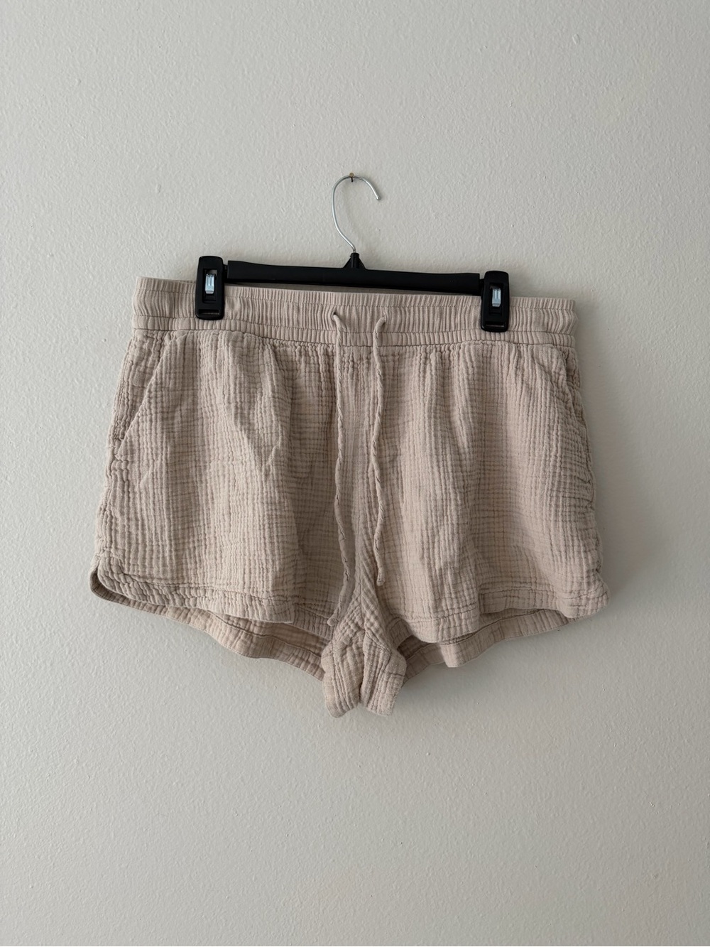 Light Beige Gauze Drawstring Shorts